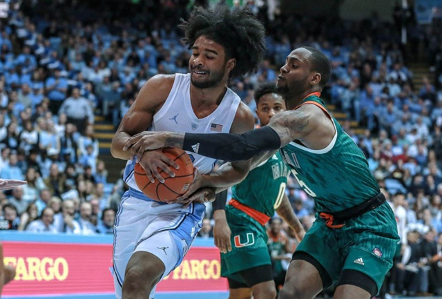 UNC's Coby White led the Tar Heels with 33 points. (UNC Sports Information photo.)