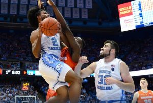 UNC's Coby White became the first Tar Heel freshman to score more than 30 points three times. (UNC Sports Information photo.)