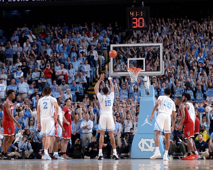 UNC's Garrison Brooks hit six straight free throws over the last 41 seconds of the game. (UNC Athletic Communications)