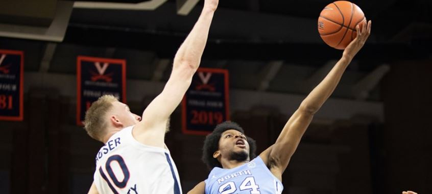 UNC's Kerwin Walton goes up for a contested shot. (UNC sports information photo by Maggie Hobson.)