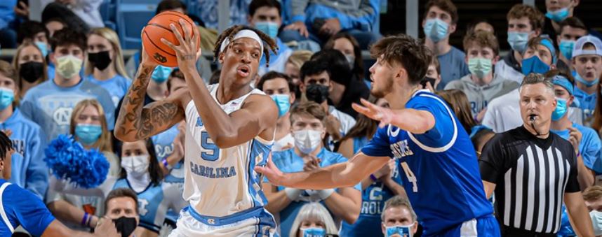 Armando Bacot scored 22 points to lead the Tar Heels over UNC-Asheville. (UNC Sports Information photo by Jeffrey A. Camarati.)