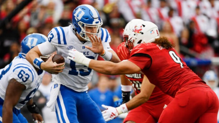 Struggling offenses look for spark as Wake visits Duke Thursday night Quarterback Riley Leonard will try to get the Duke offense back on track when the Blue Devils host Wake Forest on Thursday. (Timothy D. Easley / AP Photo)
