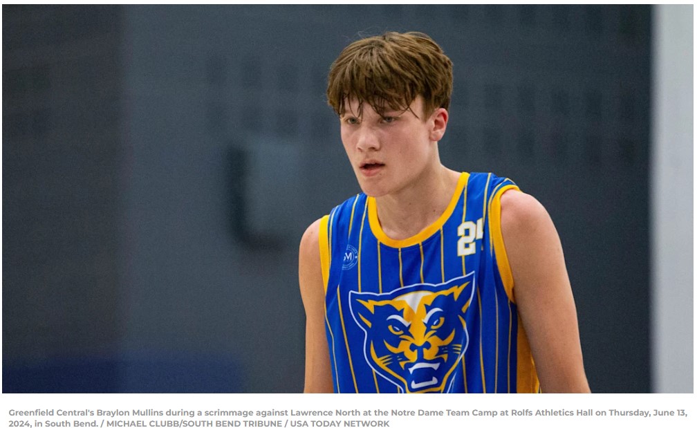 After visiting UNC, this five-star guard cancels upcoming trip to Duke Greenfield Central's Braylon Mullins during a scrimmage against Lawrence North at the Notre Dame Team Camp at Rolfs Athletics Hall on Thursday, June 13, 2024, in South Bend. / MICHAEL CLUBB/SOUTH BEND TRIBUNE / USA TODAY NETWORK