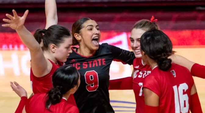 Volleyball: Pack Records Win No. 20, Defeat Hokies 3-1