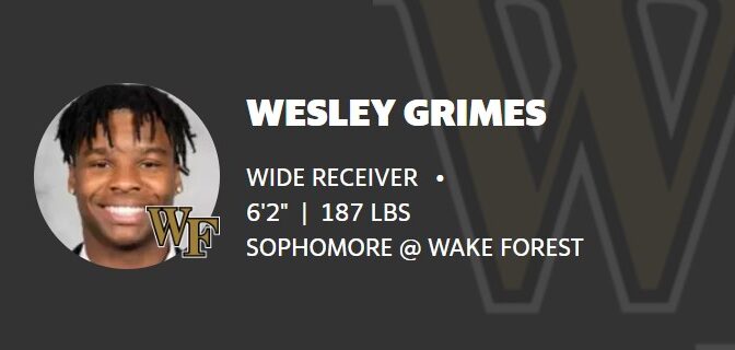 Wake Forest soph WR Wesley Grimes transfers to NC State