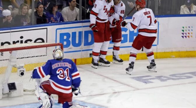 Canes score 4 in the third period as Rangers fail to close it out, series heads back to Raleigh