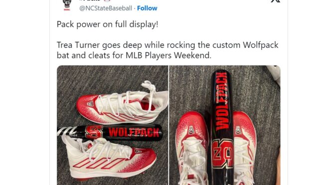 Trea Turner uses custom NC State bat with the Phillies, blasts home run