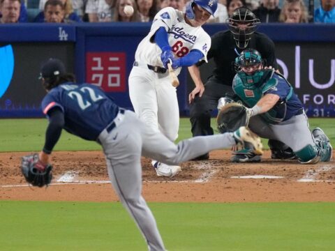 Rushing and Hernández go deep as the Dodgers beat the Mariners 6-2