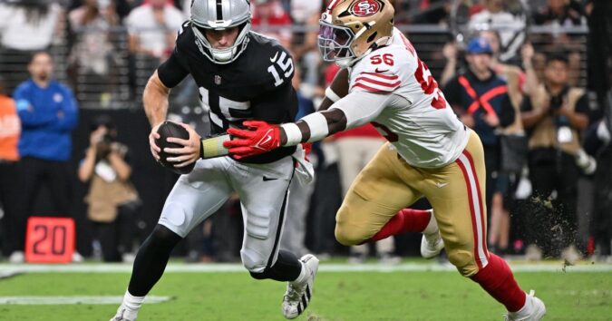 A rough night for Raiders rookie Fernando Mendoza in 18-12 preseason loss to the 49ers
