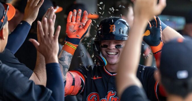 Max Clark hits his first career homer to lead the Tigers past the A's 8-6