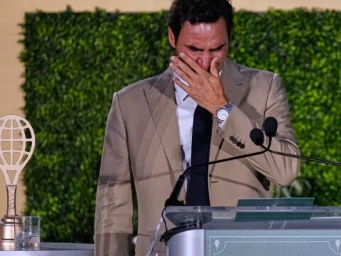 Roger Federer brought to tears during his induction into International Tennis Hall of Fame