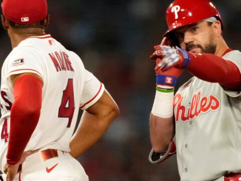 Sanchez sharp, Schwarber, Turner have 10th-inning hits in Phillies' 4-2 win over Angels