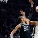 A'ja Wilson scores 38 as the Aces steamroll the Fever 102-85 in Game 1