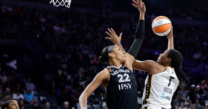 A’ja Wilson scores 38 as the Aces steamroll the Fever 102-85 in Game 1