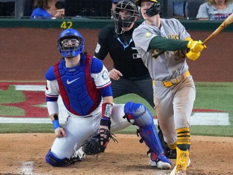 Bolte's first career multihomer game leads Athletics over Rangers 9-2
