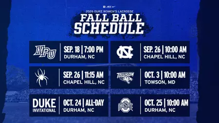 Duke Announces 2026 Fall Ball Schedule