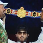 Fury and Joshua are mostly smiles as they take stage together ahead of Cardiff bout