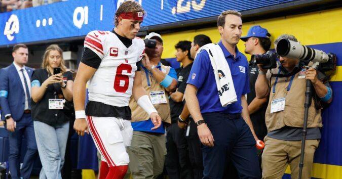 Jaxson Dart's knee injury is still being evaluated, Giants coach John Harbaugh says
