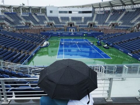 Madison Keys and Flavio Cobolli in early action at the US Open, with rain delaying everything else