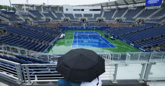 Madison Keys and Flavio Cobolli in early action at the US Open, with rain delaying everything else