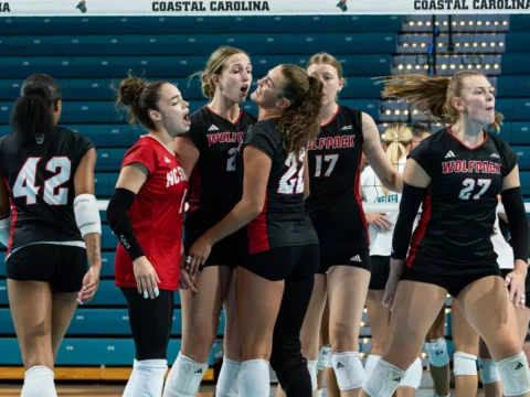 Pack Out-Serves Coastal Carolina to Secure Five-Set Victory in Final Non-Conference Match of the Season