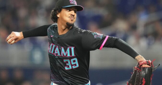 Pérez throws 1-hitter for just 11th MLB complete-game shutout this year as Marlins beat Braves 3-0