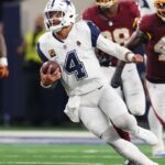 Prescott throws 4 TD passes as Cowboys beat Commanders, who again lose Daniels to dislocated elbow