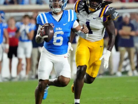 Trinidad Chambliss leads No. 8 Mississippi past No. 7 LSU 32-24 in Lane Kiffin's return to Ole Miss