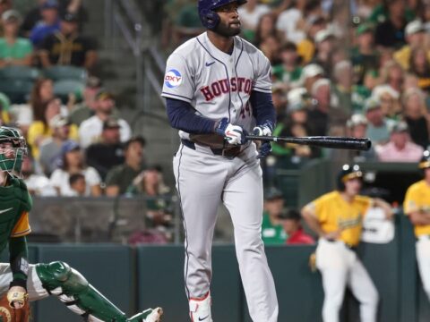 Yordan Alvarez goes deep as Astros hit 5 homers in 13-2 rout of A’s to close in on AL West title
