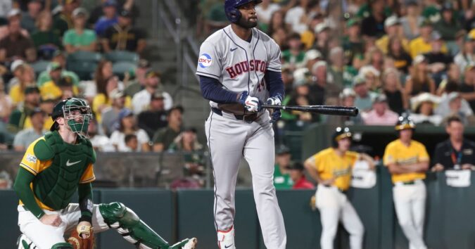 Yordan Alvarez goes deep as Astros hit 5 homers in 13-2 rout of A’s to close in on AL West title