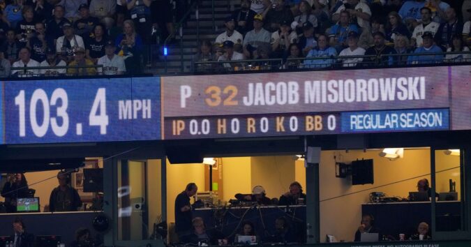 Brewers’ Jacob Misiorowski sets World Series velocity record on his first pitch