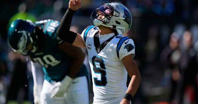 Bryce Young throws for 2 TDs and leads Panthers to 25-14 win over injury-riddled Eagles