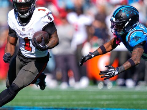 Bucky Irving runs for 2 TDs and Bucs force 4 turnovers in 43-13 rout of Panthers Bucky Irving runs for 2 TDs and Bucs force 4 turnovers in 43-13 rout of Panthers