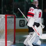 Connor Hellebuyck makes his New Jersey Devils debut as starter in net at Dallas