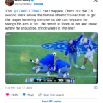 Duke cornerback speaks out after swatting away female staffer's arm in viral video from UNC loss