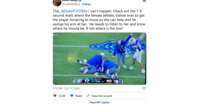 Duke cornerback speaks out after swatting away female staffer’s arm in viral video from UNC loss