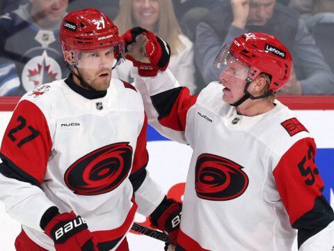 Ehlers strikes late against his old team, opening the Hurricanes’ trip with a win