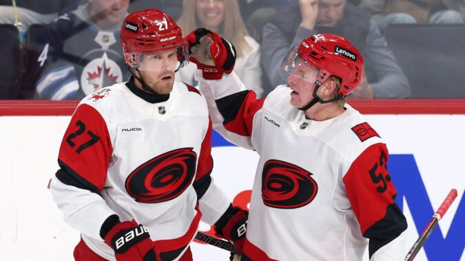 Ehlers strikes late against his old team, opening the Hurricanes’ trip with a win