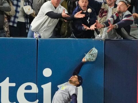 Fan interference denies Anthony Volpe a tying homer for Yankees against Rays in Game 3 of ALDS Fan interference denies Anthony Volpe a tying homer for Yankees against Rays in Game 3 of ALDS
