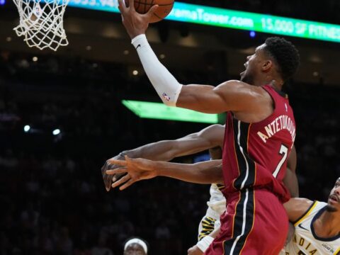 Giannis has triple-double, Heat open NBA Cup play with 145-125 win over Pacers