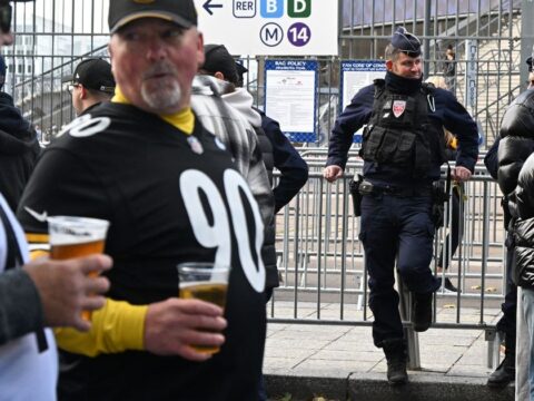 Good mood among fans attending the first NFL game in Paris, a day after protests and clashes Good mood among fans attending the first NFL game in Paris, a day after protests and clashes