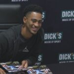 Hundreds brave the weather to meet Panthers Quarterback Bryce Young in Raleigh
