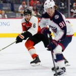 Kent Johnson lifts Blue Jackets to 4-3 OT win after Flyers rally from 3-goal deficit