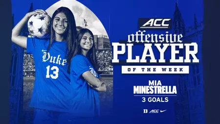 Minestrella Tabbed ACC Offensive Player of the Week; Earns TopDrawerSoccer Accolades