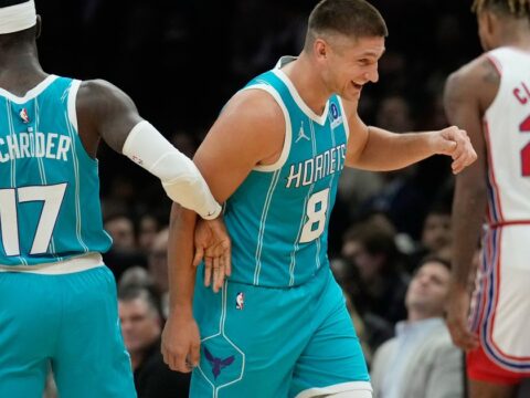 Naz Reid has 20 points and 11 rebounds in his Charlotte debut as the Hornets beat the Nets 110-103