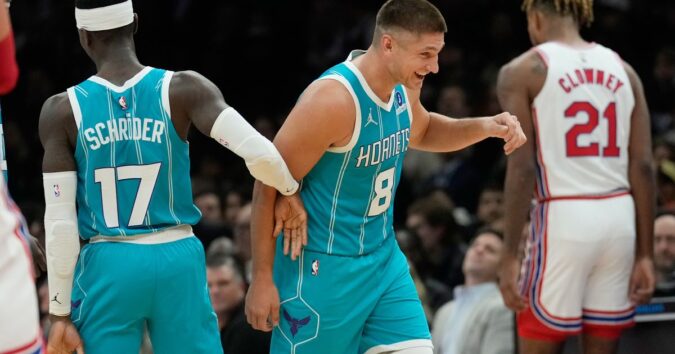 Naz Reid has 20 points and 11 rebounds in his Charlotte debut as the Hornets beat the Nets 110-103