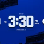 North Carolina at Duke Kick Set for 3:30 p.m.