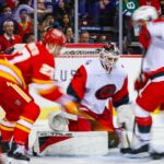 The win streak ends in Calgary after the Hurricanes concede a late goal to the Flames