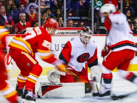The win streak ends in Calgary after the Hurricanes concede a late goal to the Flames