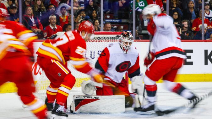 The win streak ends in Calgary after the Hurricanes concede a late goal to the Flames